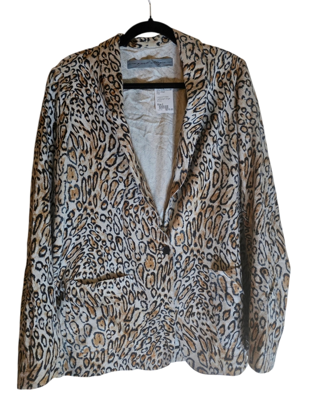 RAQUEL ALLEGRA Animal Leopard Print Raw‎ Silk Blazer - Size M (2)